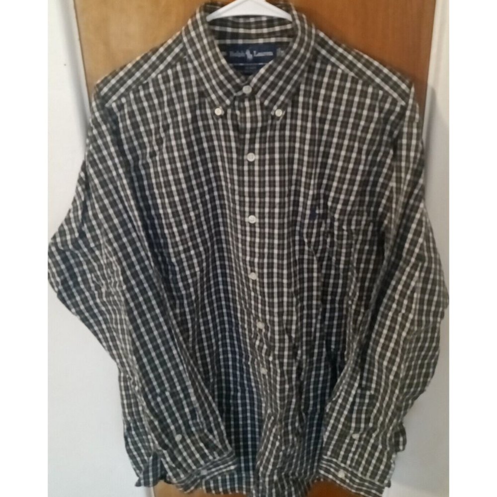 Men's Ralph Lauren Blake Long Sleeve Plaid Button Front Shirt Size Medium